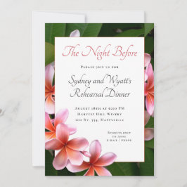 Pink Plumeria Wedding Rehearsal Dinner 招待状