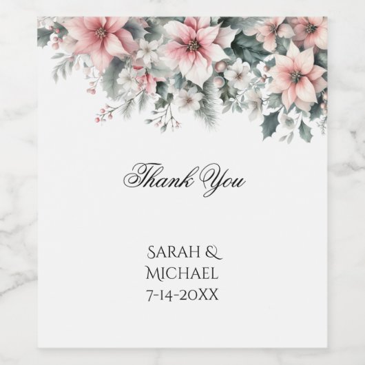 Pink Poinsettia ワインラベル (シングルラベル)