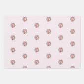 Pink Poinsettia Bouquet Holly and Berries ラッピングペーパーシート (正面2)