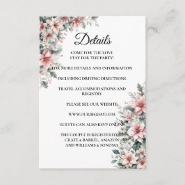 Pink Poinsettia floral Enclosure Card Details エンクロージャーカード