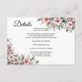 Pink Poinsettia Floral Enclosure Card Details エンクロージャーカード