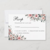 Pink Poinsettia floral RSVP card (正面)