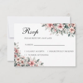 Pink Poinsettia floral RSVP card