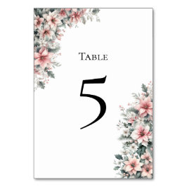 Pink Poinsettia Table Number Card テーブルナンバー