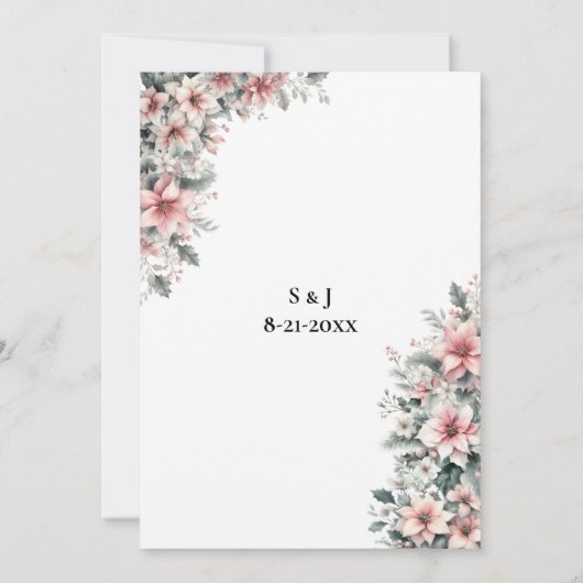 Pink Poinsettia Wedding Invitation 招待状 (裏面)