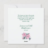 Pink Poinsettias Floral Christmas Card シーズンカード (裏面)