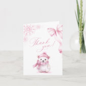 Pink Polar Bear Foldable Thank You Card サンキューカード (正面)
