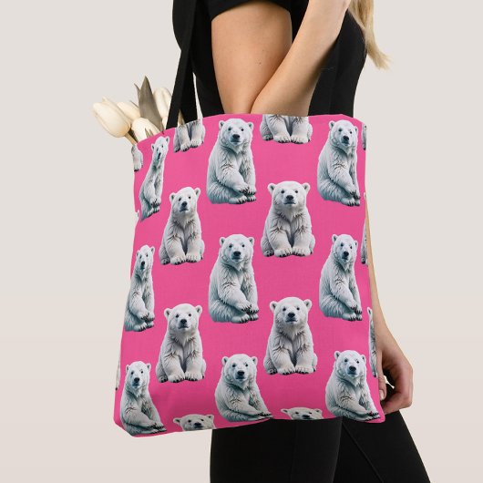 Pink Polar Bear Pattern Design  トートバッグ