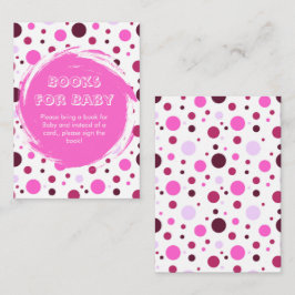 Pink polka dot Baby Shower books for Baby エンクロージャーカード