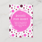 Pink polka dot Baby Shower books for Baby エンクロージャーカード (正面)