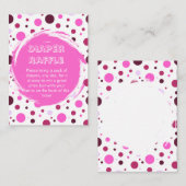Pink polka dot Baby Shower diaper raffle ticket エンクロージャーカード (正面/裏面)