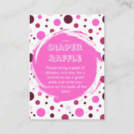 Pink polka dot Baby Shower diaper raffle ticket エンクロージャーカード