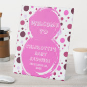 Pink polka dot Baby Shower Invitation 台座サイン (インサイチュ)
