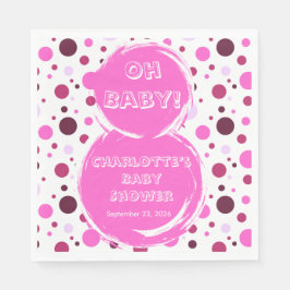 Pink polka dot baby shower Paper Napkin スタンダードランチョンナプキン