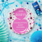 Pink polka dot baby shower Paper plates ペーパープレート (パーティー)