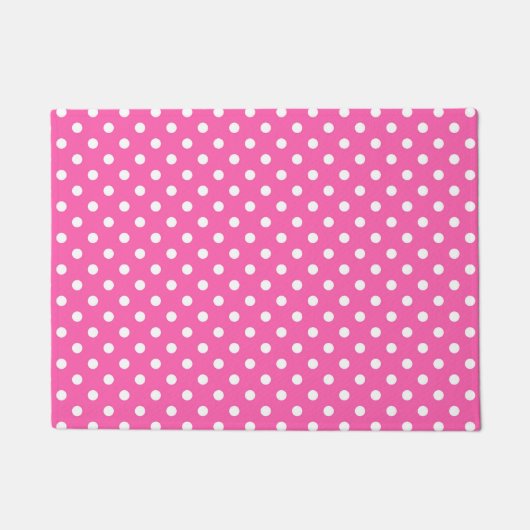 Pink Polka Dot Breast Cancer Awareness Pattern ドアマット (正面)