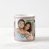 Pink Polka Dot Couple Photo Pink Love Hearts Mug コーヒーマグカップ (中央)