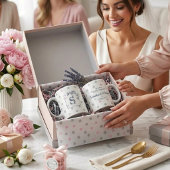 Pink Polka Dot Monogram Gift for Her Wedding ジャンボコーヒーマグカップ