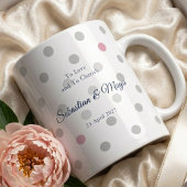 Pink Polka Dot Monogram Gift for Her Wedding ジャンボコーヒーマグカップ