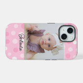 Pink Polkadot Photo Monogram iPhone Case 15ケース (裏面横)