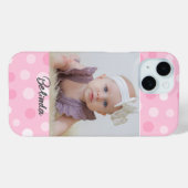 Pink Polkadot Photo Monogram iPhone Case  Case-Mate iPhoneケース (裏面 (横))