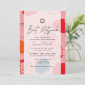 Pink Pomegranate Pattern Bat Mitzvah 招待状 (スタンド正面)