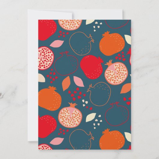 Pink Pomegranate Pattern Bat Mitzvah 招待状 (裏面)