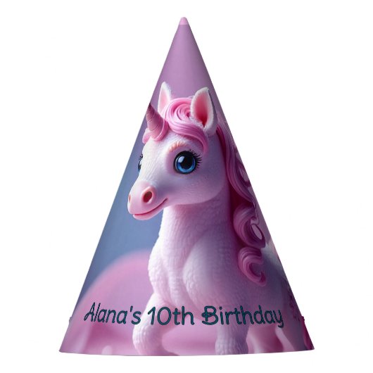 Pink Pony Unicorn Birthday Party Hat パーティーハット (正面)