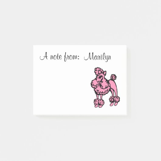 Pink Poodleパーソナライズされた Post It Notes ポストイット (正面)
