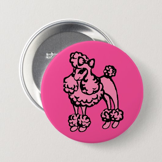 Pink Poodle Button 缶バッジ (正面&裏面)