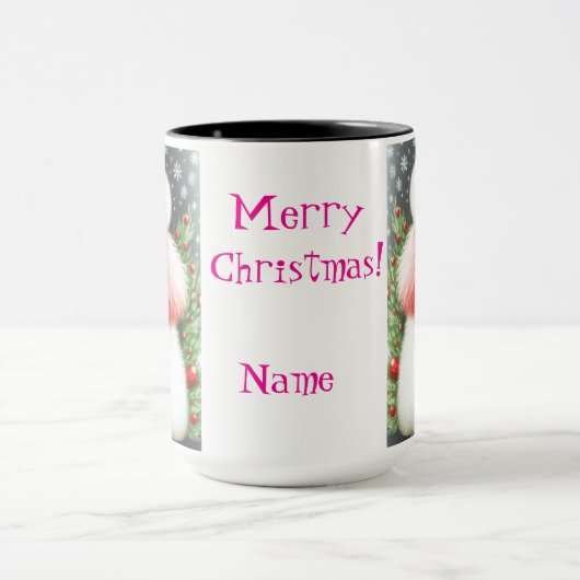Pink Poodle Christmas Coffee Mug マグカップ (中央)