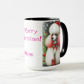 Pink Poodle Christmas Coffee Mug マグカップ (正面右)