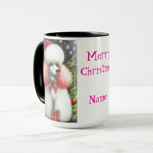 Pink Poodle Christmas Coffee Mug マグカップ (正面左)
