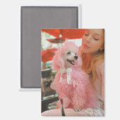Pink poodle magnet, pink poodle gift magnet マグネット (正面/裏面)