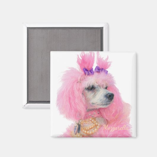 Pink poodle magnet, poodle decor マグネット (正面/裏面)
