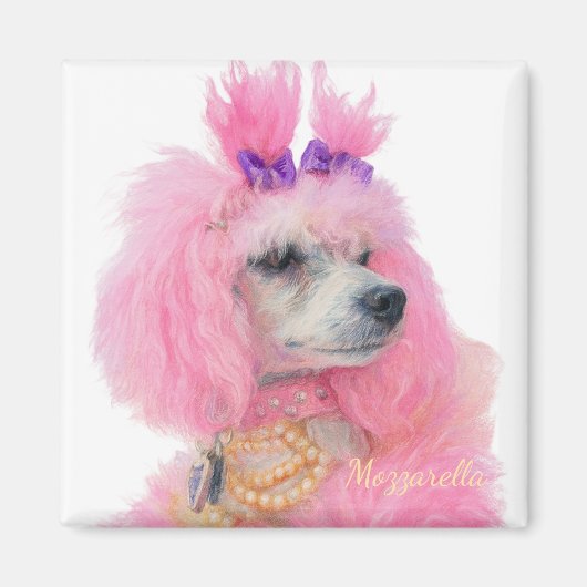 Pink poodle magnet, poodle decor マグネット (正面)