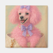 Pink poodle magnet, poodle decor マグネット (正面)