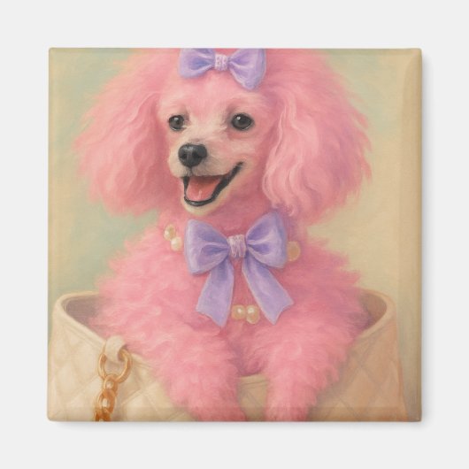 Pink poodle magnet, poodle decor マグネット (正面)