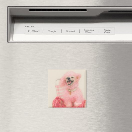 Pink poodle magnet, poodle decor マグネット (インサイチュ (食洗機))