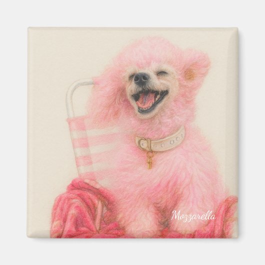 Pink poodle magnet, poodle decor マグネット (正面)