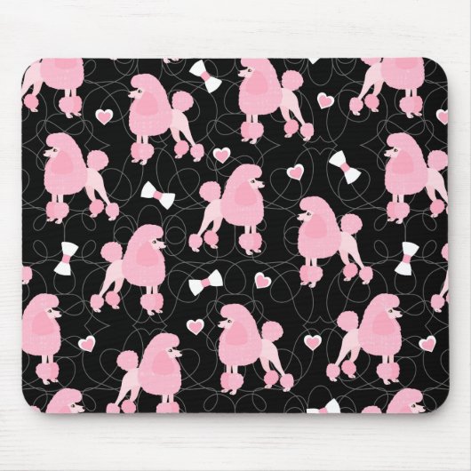 Pink Poodles and Bows Pattern マウスパッド (正面)