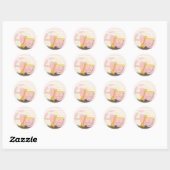 Pink Pool Beach Party Birthday Favor Stickers ラウンドシール (シート)