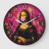 Pink Pop Art Mona Lisa ラージ壁時計 (正面)