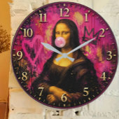 Pink Pop Art Mona Lisa ラージ壁時計