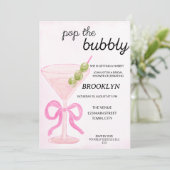 Pink Pop The Bubbly Martini Bridal Shower 招待状 (スタンド正面)