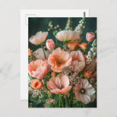 Pink Poppies and Snapdragon Blooms ポストカード (正面/裏面)