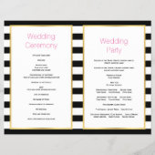 Pink poppies black white stripes wedding program チラシ (裏面)