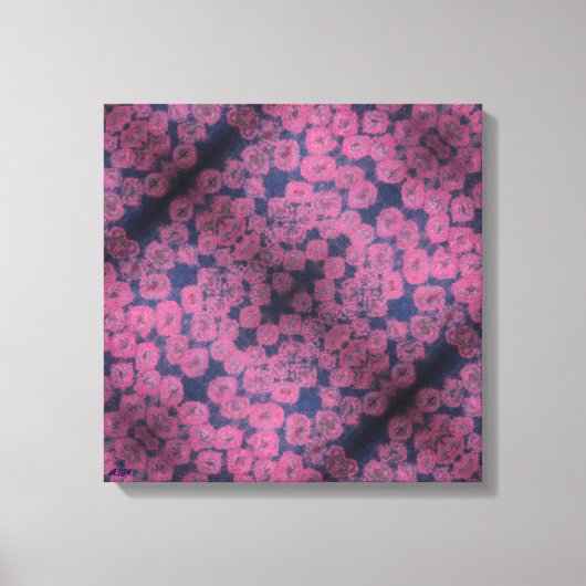 Pink Poppies Mandala Stretched Canvas Print キャンバスプリント (正面)