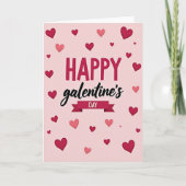 Pink Popping Hearts Galentines Card カード (正面)