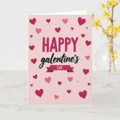 Pink Popping Hearts Galentines Card カード (黄色い花)